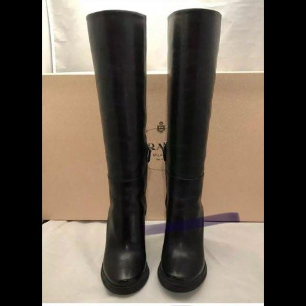 PRADA WOMEN'S CALZATURE DONNA WEDGE KNEE HIGH BOOT